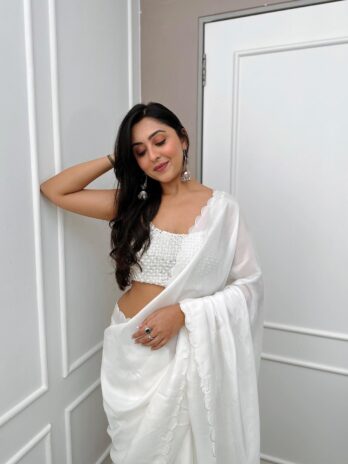 White Pure Soft Rangoli Silk Saree